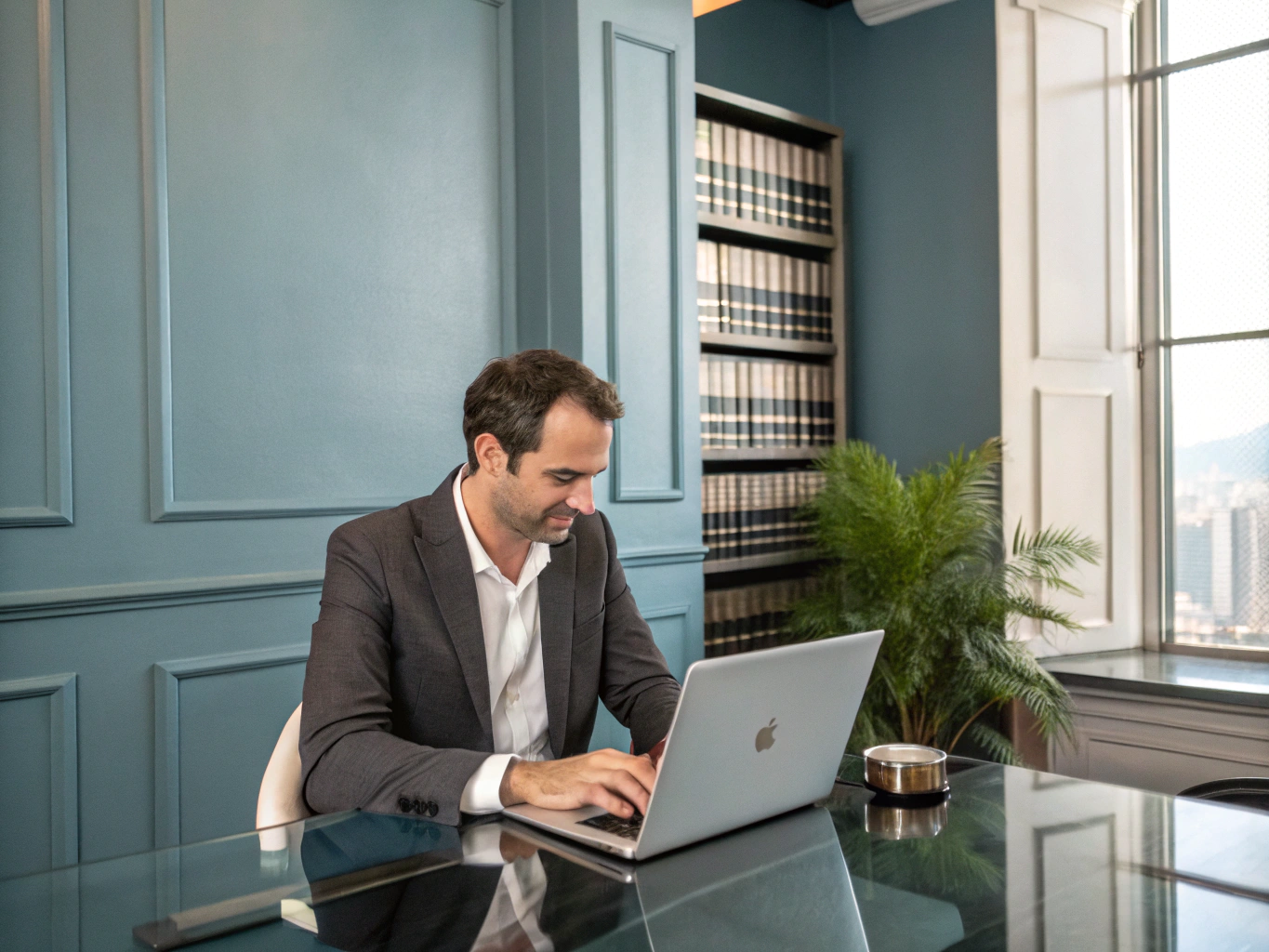 Legal representative reviewing privacy documents