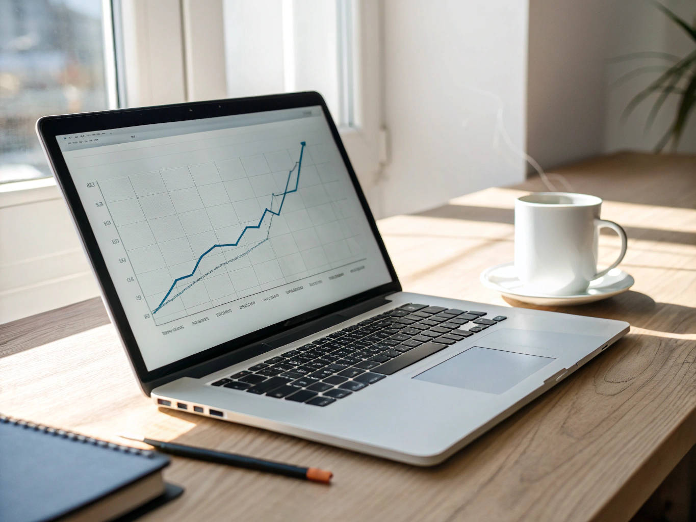 A screen showing declining analytics and complex data patterns
