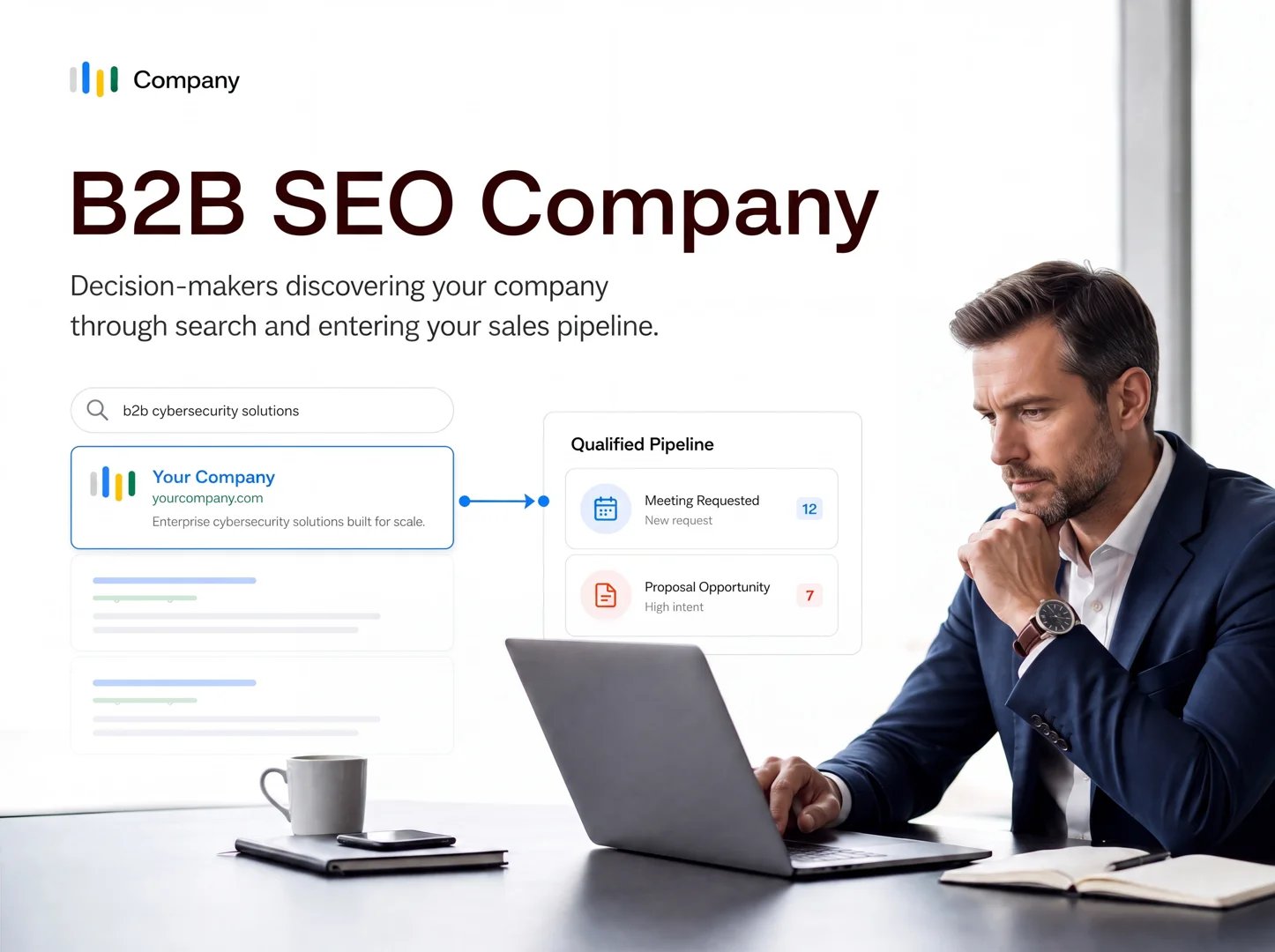 B2B SEO team reviewing search and lead data