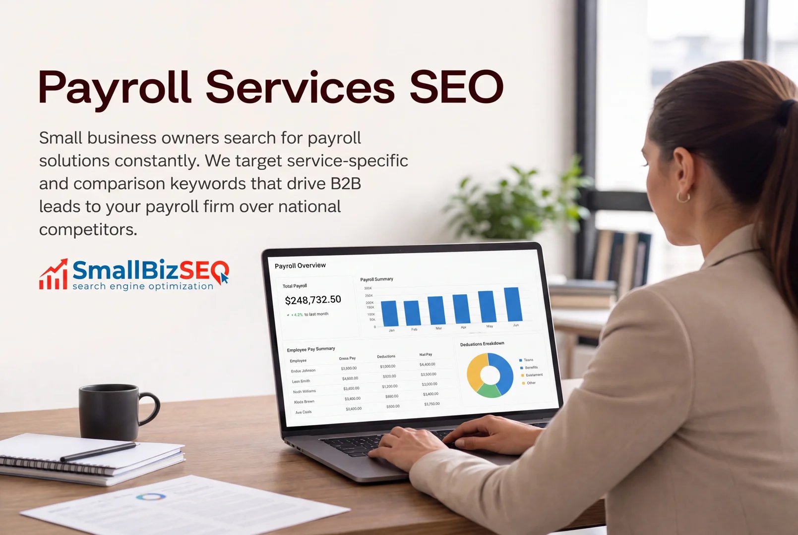 small business owner reviewing website analytics on a laptop