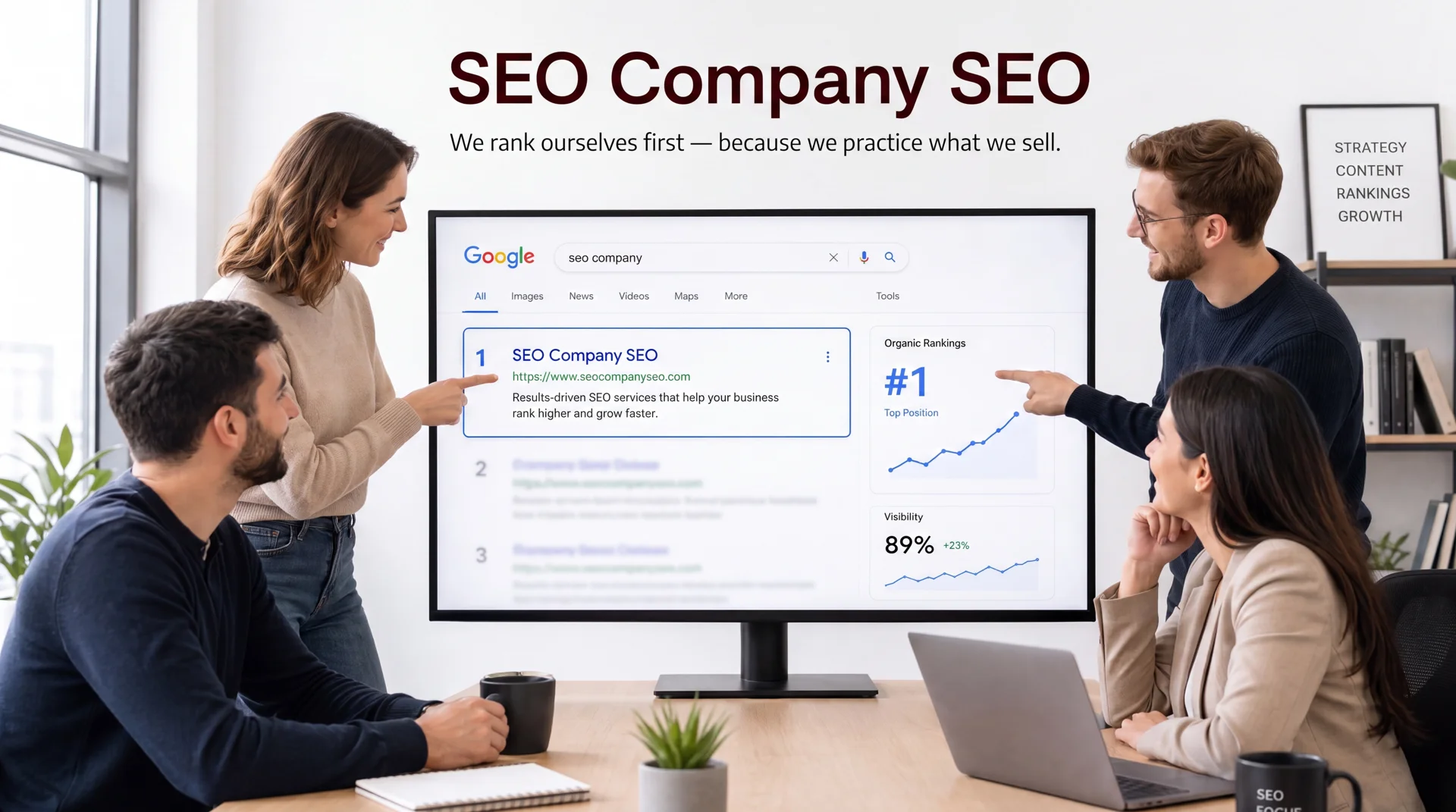 enterprise SEO team reviewing a search performance dashboard