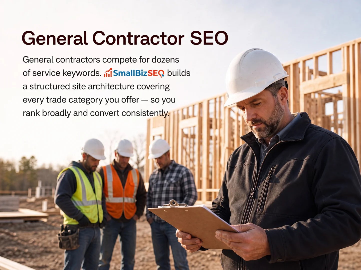 construction contractor reviewing a tablet at a job site