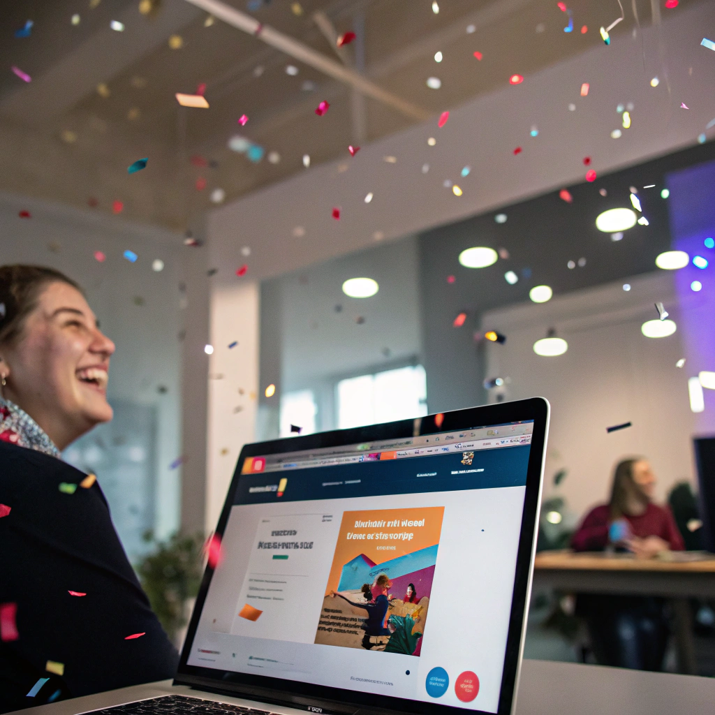 Website launch countdown and successful deployment notification