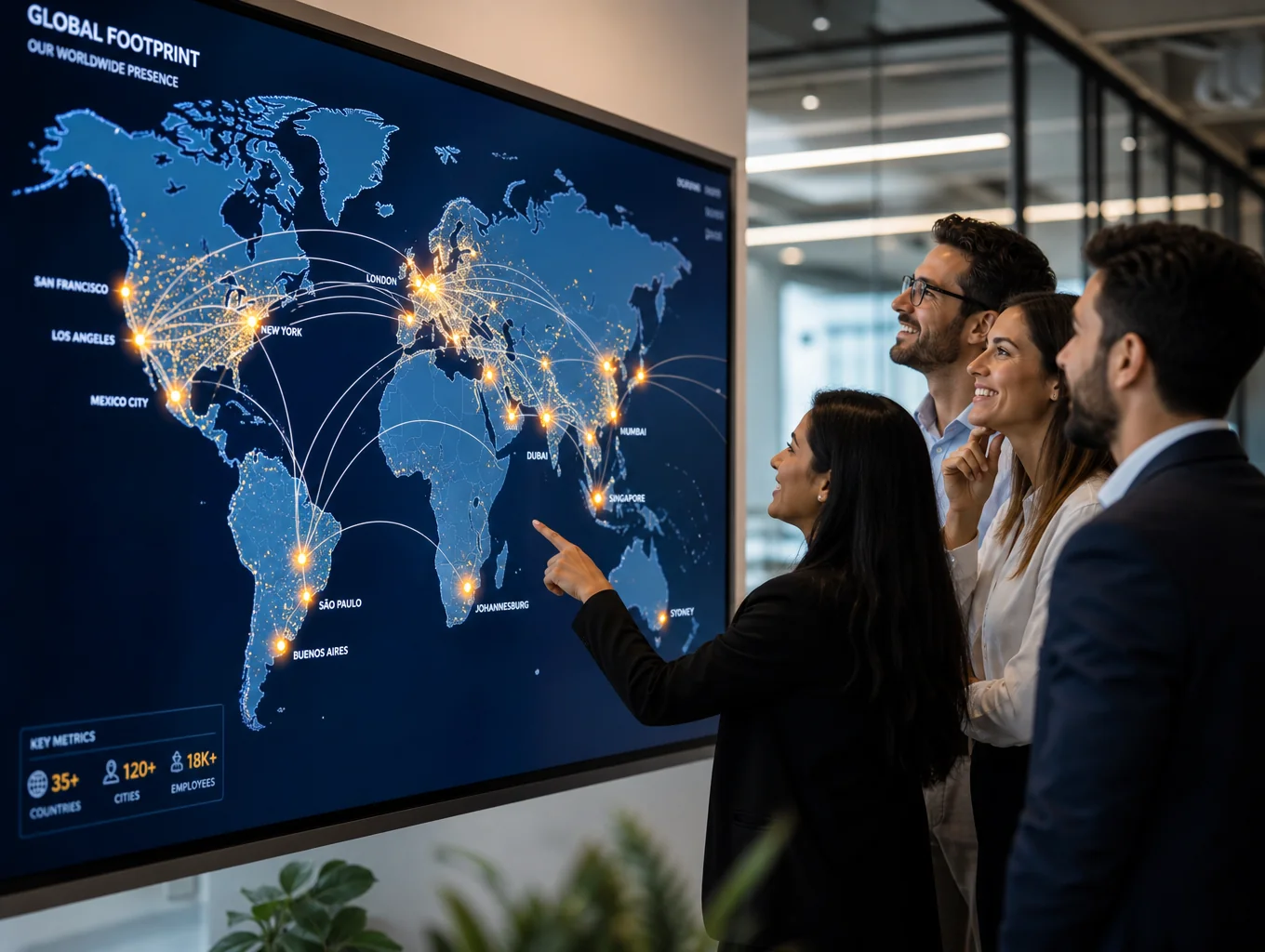 Data visualization showing global search trends on a digital map