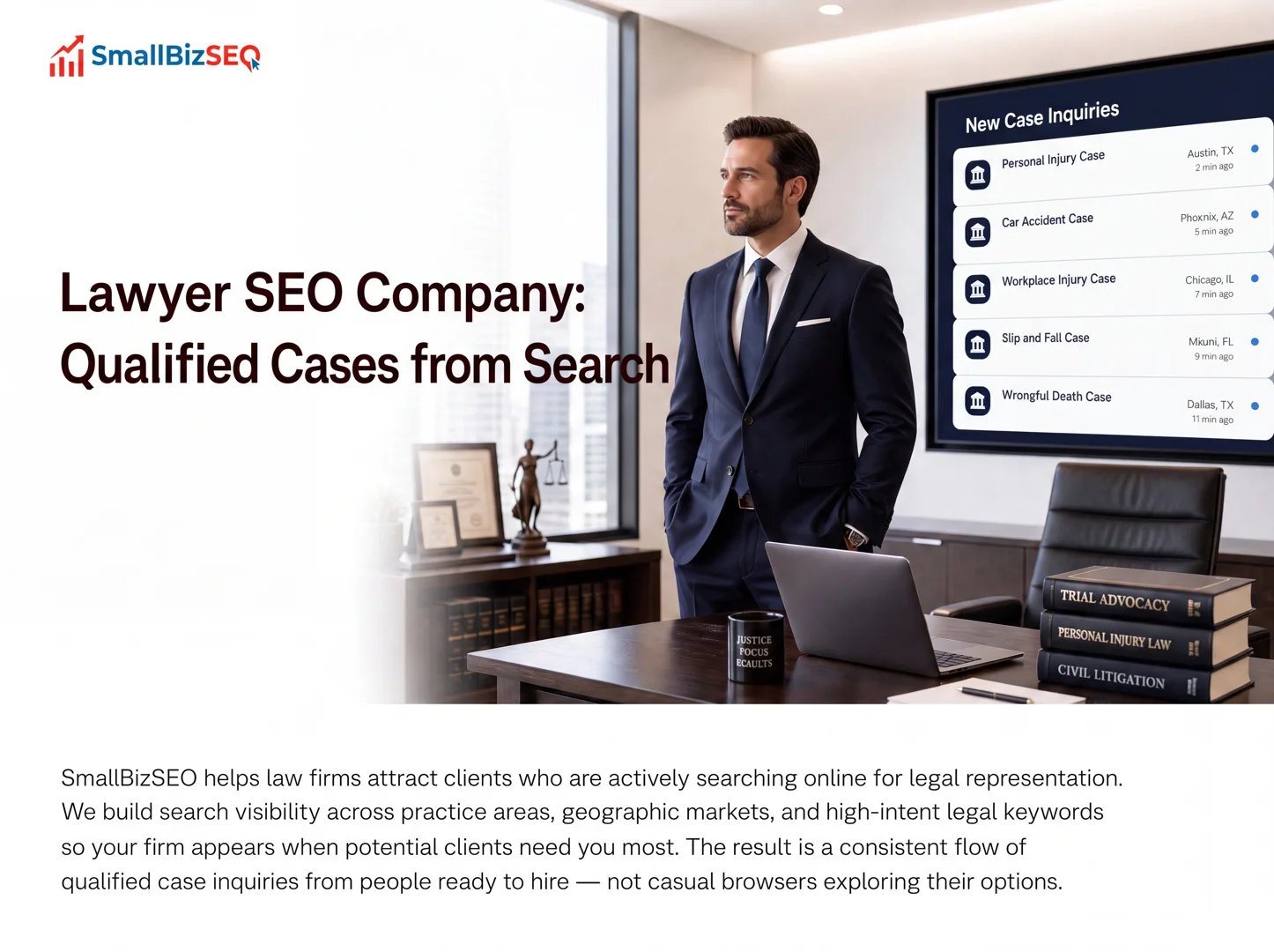 Law firm search visibility and organic traffic dashboard