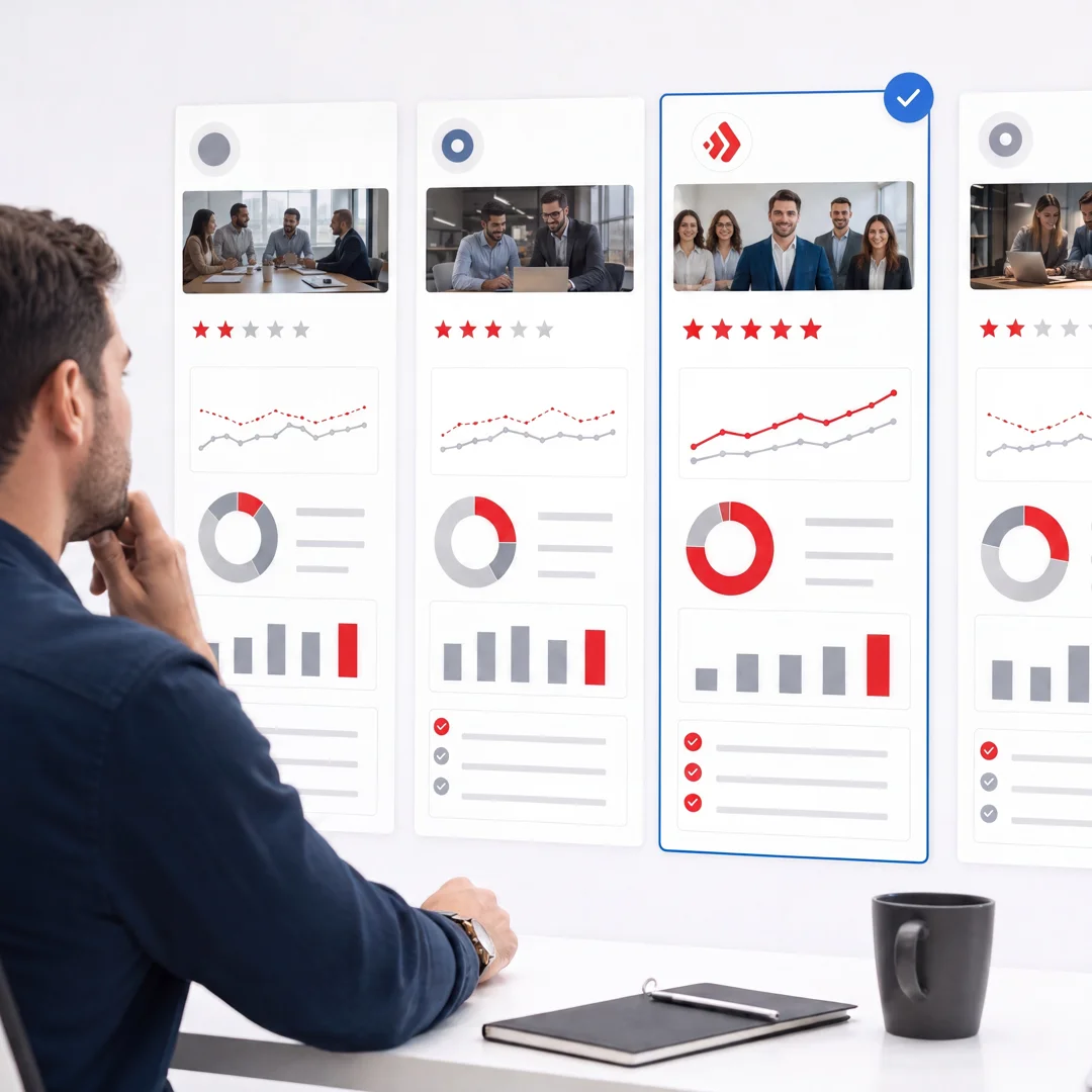 business owner reviewing SEO agency proposal