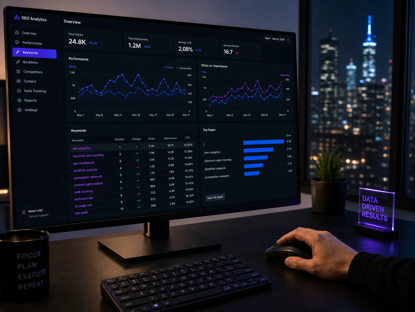 Industry-specific SEO performance analytics and search ranking breakdown