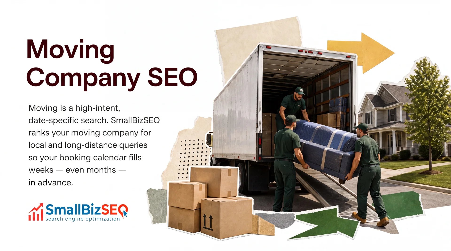 commercial moving trucks with Google Maps local ranking pins