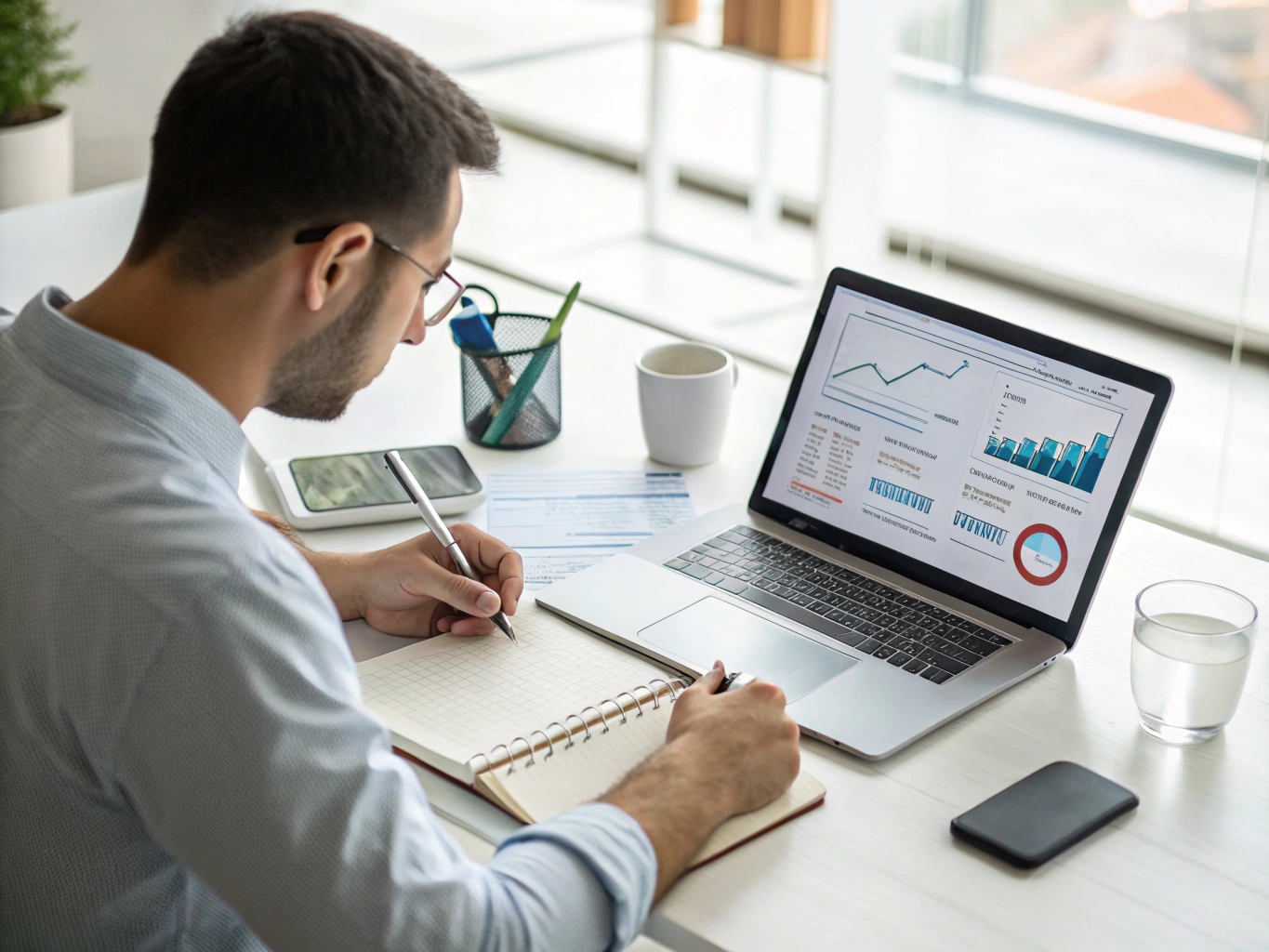 Professional SEO consultant reviewing website optimization progress