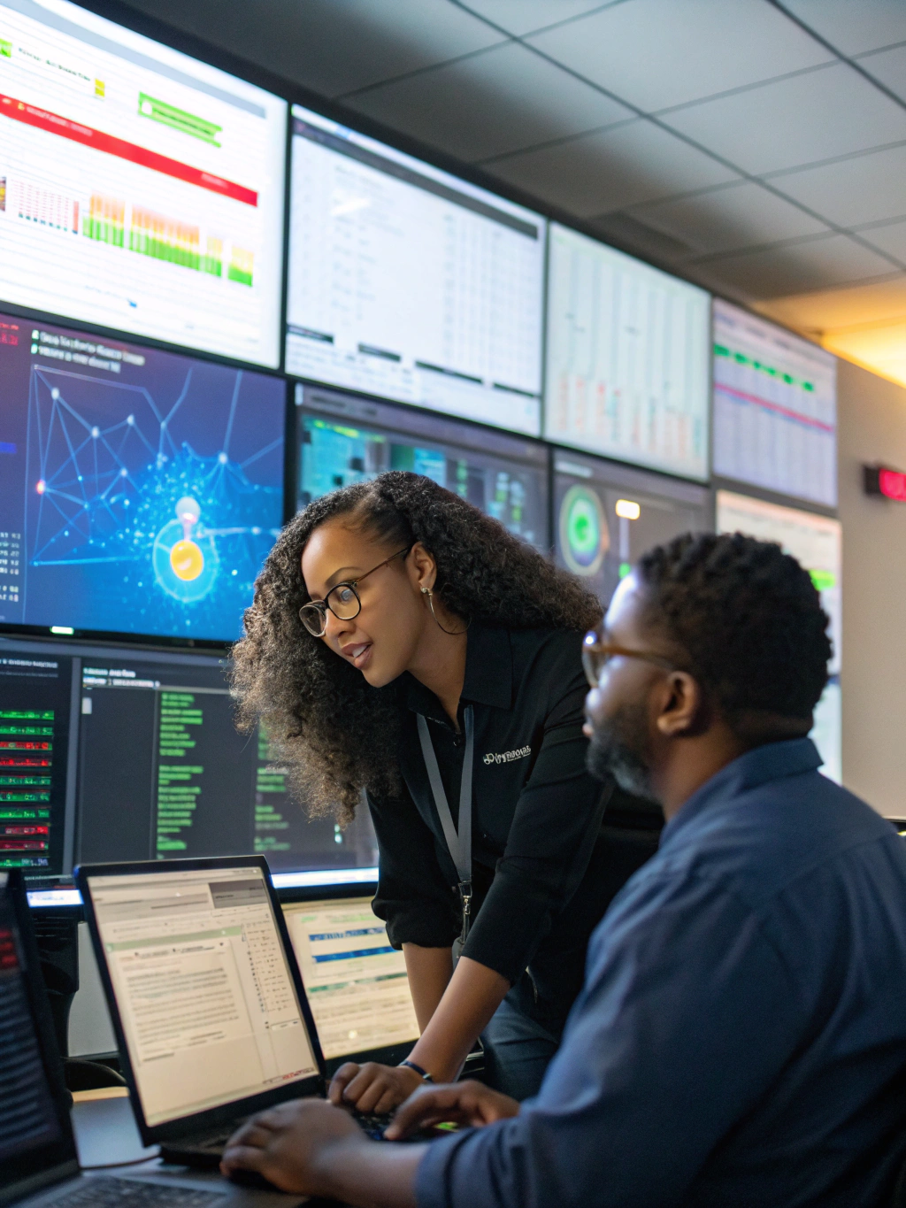 Technical support team monitoring server health