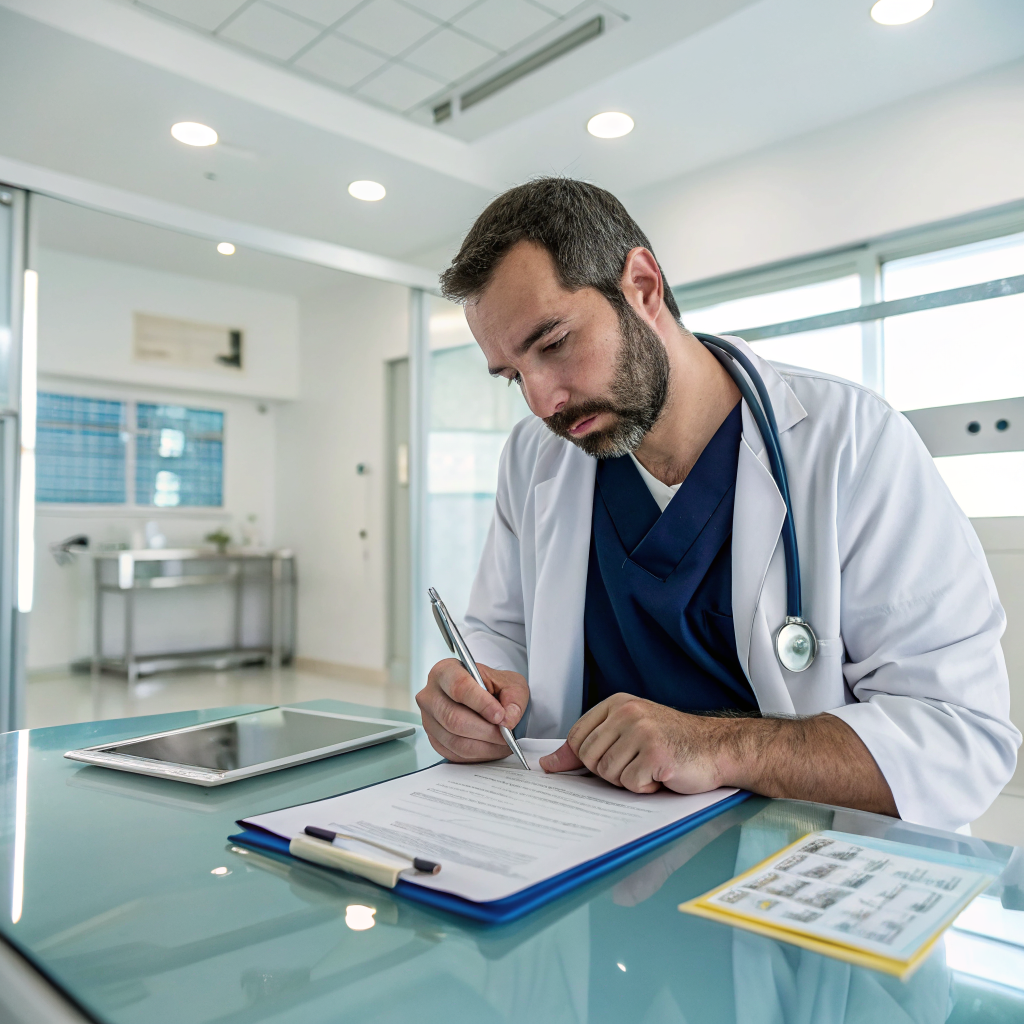 Doctor reviewing digital search visibility report