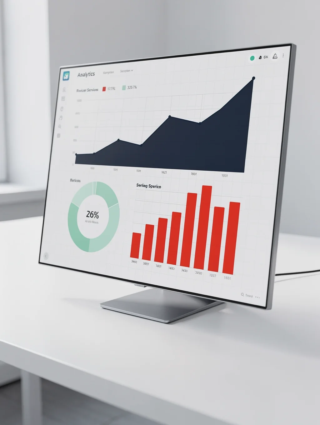 Keyword research data visualization on a monitor
