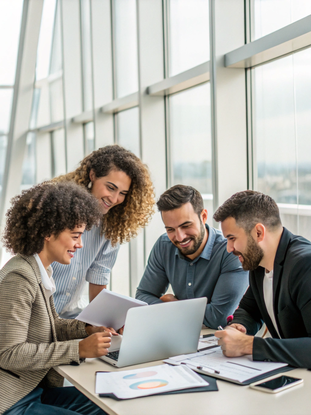 SmallBizSEO team collaborating on a digital marketing strategy session