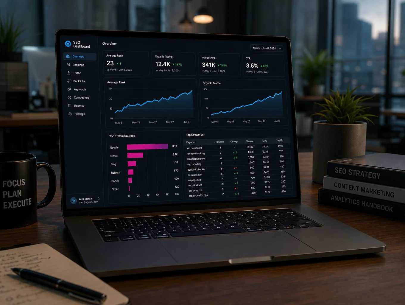 SEO Visibility Audit Analysis and Performance Metrics Dashboard