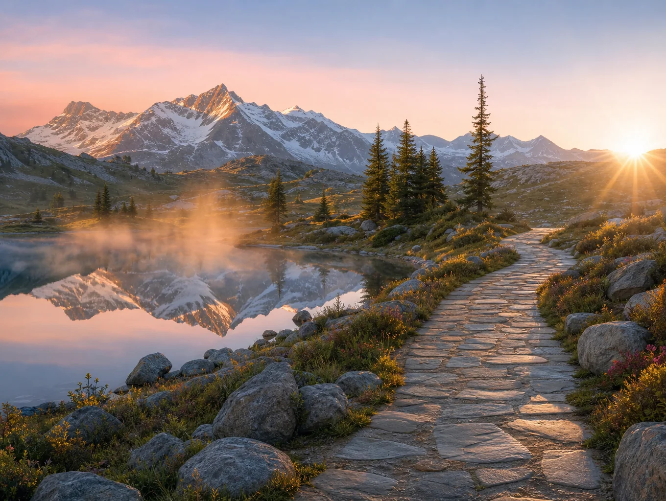 Scenic mountain valley resort and tourist destination