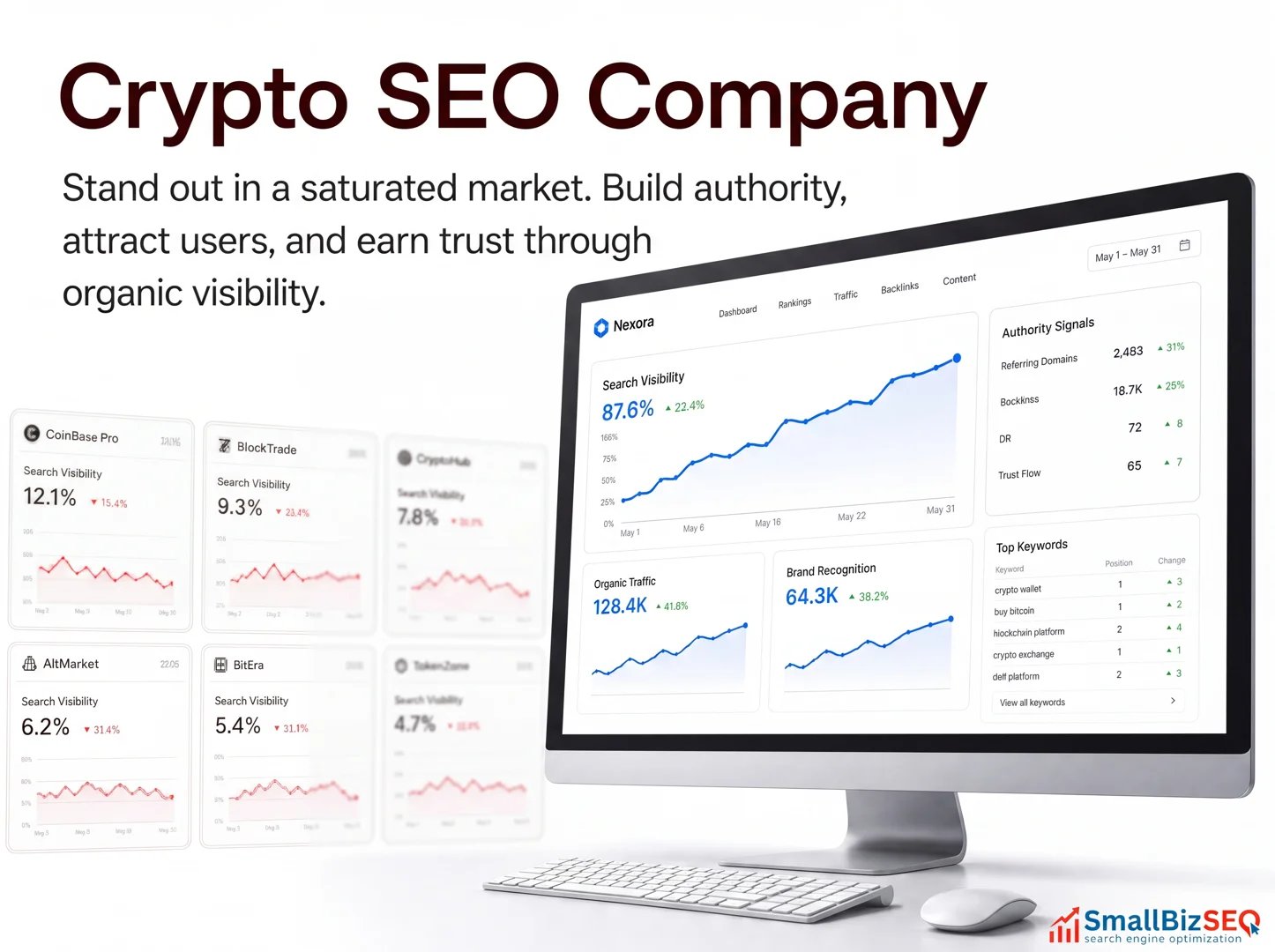 Marketer reviewing AI search referrals and Google organic traffic on a laptop