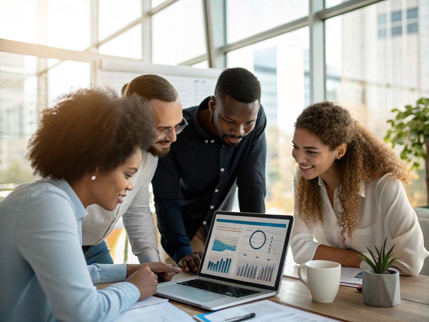 Support team monitoring website performance on multiple screens